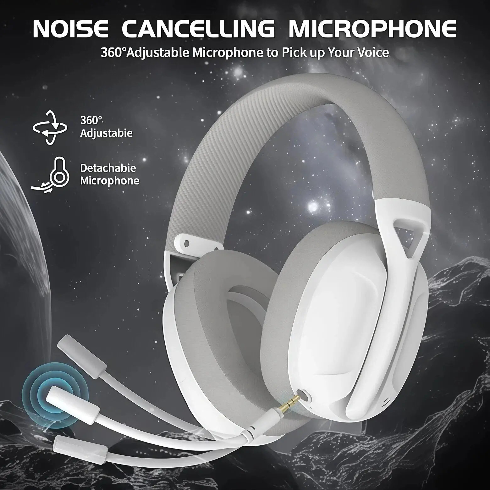 L80 Wireless Gaming Headphones, PC Gaming Headset, Ultra-Light Over-Ear Design, 2.4GHz USB-C & Bluetooth-compatible 5.3, Detachable 3.5mm Wired Microphone, 600mah Battery, Gaming Accessories