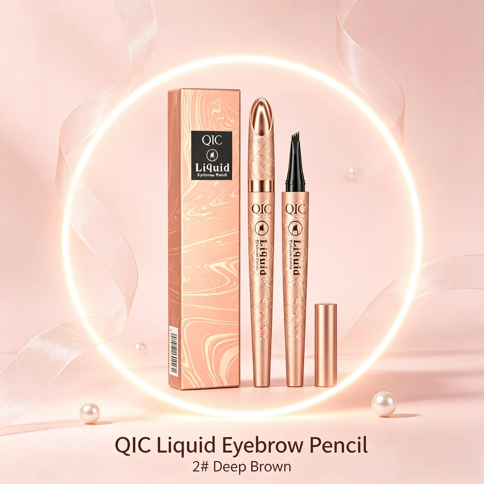 4-Prong Tip Liquid Eyebrow Pen, Shade 2#, Realistic Hair-Like Brow Strokes, Daily Brow Makeup for All Skin Tones