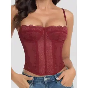 Sexy Lace Corset Top Shapewear for Women - Waist Trainer Bustier, Backless Bralette, Slim Fit Short Style