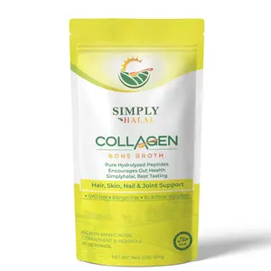 Simply Halal Organic Collagen Bone Broth 14g Protein Per Serving Gluten-Free GMO-Free Hair Skin Nail Joint Support 25 Servings - Healthcare