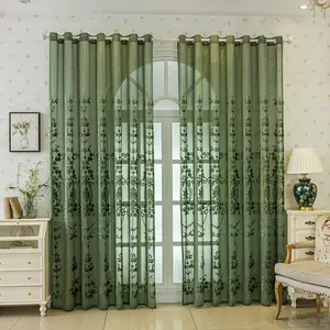 Floral Embroidered Curtain, 1 Count Exquisite Retro Style Window Curtain, Home Decorative Curtain for Living Room Bedroom Study Room, Home Decoration Curtain