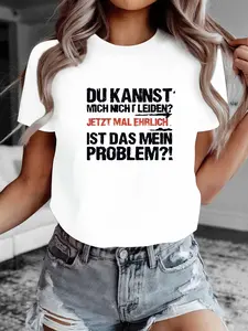 Du Kannst Mich Nicht Leiden Jetzt Mal Ehrlich Lustiger Deutscher Spruch T-Shirt Damen Weiß Baumwolle Kurzarm Grafik Tee Humor Alltag Top