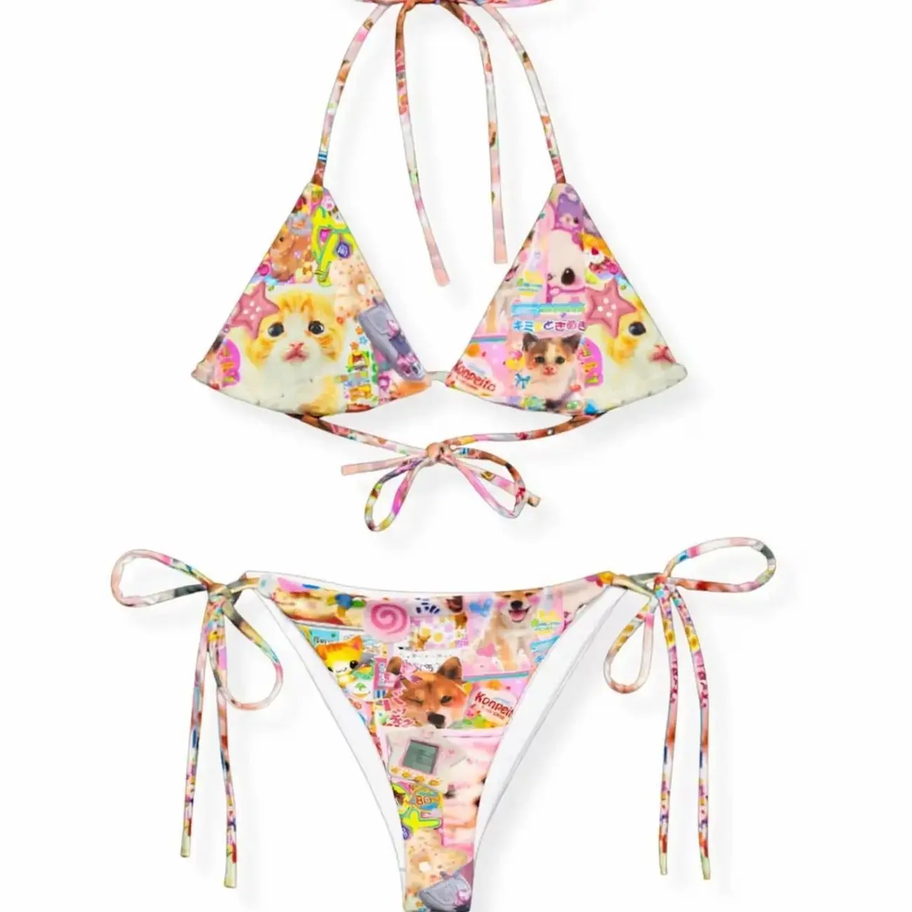 Y2K Inspired Kawaii Cat Harajuku Decora Cutecore Cyber Rave Bikini CKY