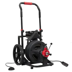 GARVEE 100Ft x 1/2 Inch Drain Cleaner Machine 6.8A, Professional Auto-feed Electric Drain Auger for 1 to 4 Inch Pipes, with 6 Cutters, Glove, Drain Auger Cleaner Sewer Snake, DA03