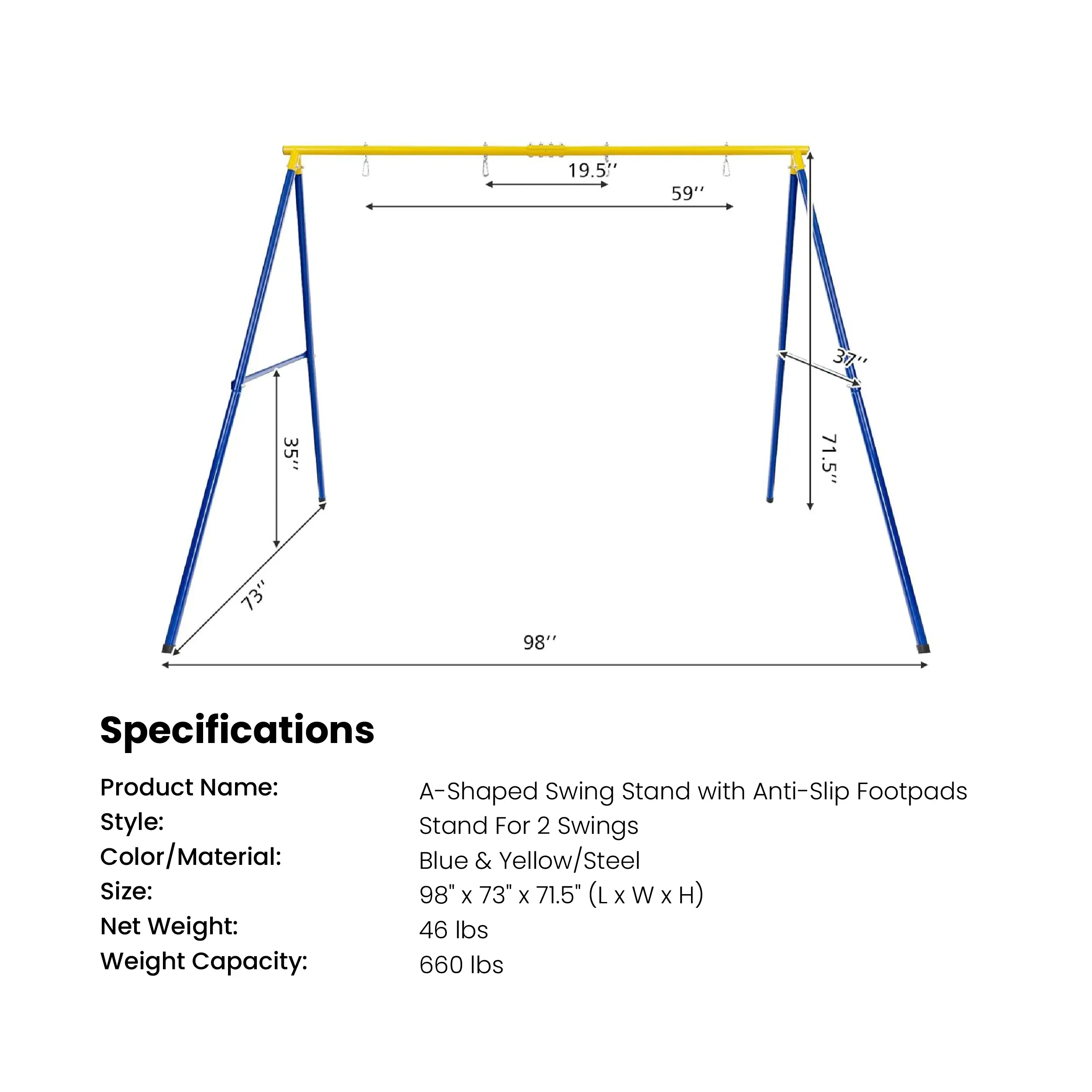 Swing Frame Fits 2 Swings