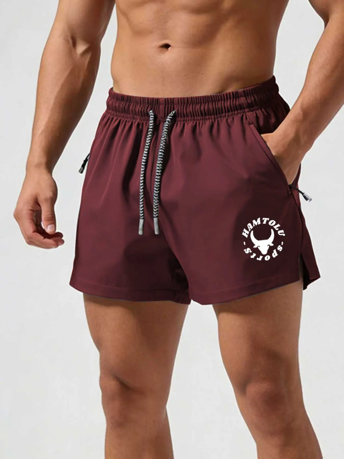 Men's Quick Dry Workout Shorts, Athletic Running Shorts with Zipper Pockets, Lightweight Gym Training Shorts for Men, Fitness & Swimming, Drawstring Waist Shorts, Athleisure Shorts, Summer Sports Shorts, Athletic Cut Shorts