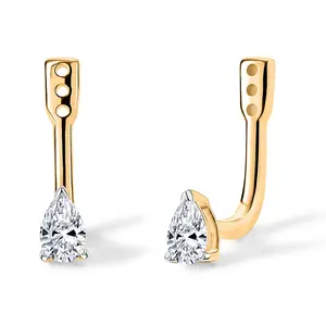 Luxuriant Lab Grown Diamond G-H SI 0.50 ctw Earrings Jacket in 18K Vermeil Yellow Gold Over Sterling Silver Christmas Gifts