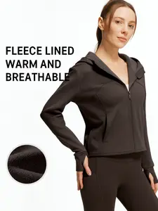 Autumn Winter Peach Fleece Sport Jacket, Loose Fit Hooded Yoga Coat with Pockets, Thickened Warm Outerwear for Women，Women's sports tops, women's sports jackets, women's fitness wear