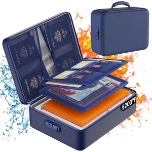 5200 file cabinet°Locked File Manager, Upgraded Insulated Fireproof Waterproof Box 8-Layer File Manager, Portable Home Travel Safe Storage for Important Files, Blue (Soft Material)