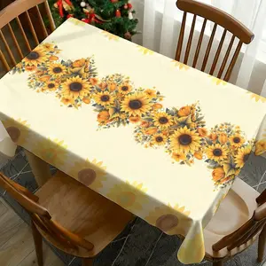 1 pc Sunflower Pattern Print Tablecloth, Washable Tablecloth, Perfect for Picnic, Camping, Wedding, Birthday Party, Restaurant, Buffet, Washable Table Cover