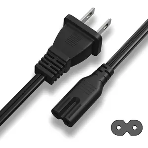 6Ft TV Power Cord for Samsung TV TCL Sony: 2 Prong AC Wall Plug 2-Slot LED LCD Insignia Sharp Toshiba JVC Hisense