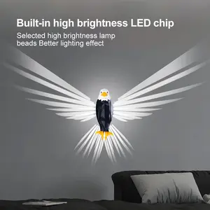Bald Eagle Wall Night Light - Magnetic Mount, 2-in-1 Decor Lamp with Remote Control Rechargeable for Bedroom Home Decor Gift