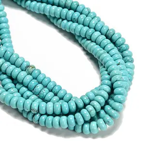 Blue Turquoise Smooth Rondelle Beads 4x6mm 5x8mm 15.5" Strand