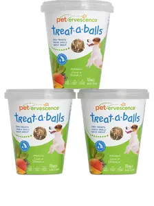 Peteverseance Treat-A-Balls Nutritious All Natural Bulk Dog Treats Vegan Fiber-Rich Mango Spinach & Chia 3pk 54 Treats Made in New Zealand