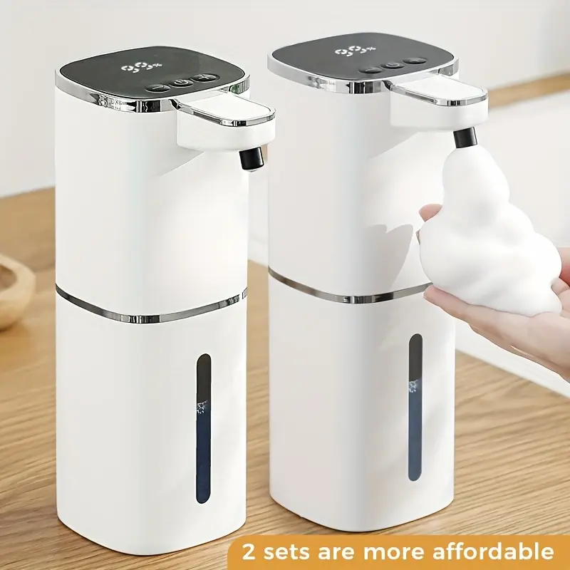 DODO MEKIA 2-Pack Automatic Sensor Soap Dispenser, Rechargeable Liquid Dispenser, Touch-Free Automatic Sensor Hand Bottle, High/Low Setting Adjustment, 13.53oz Large Capacity, USB Rechargeable Wall-Mountable Bathroom Liquid Dispenser