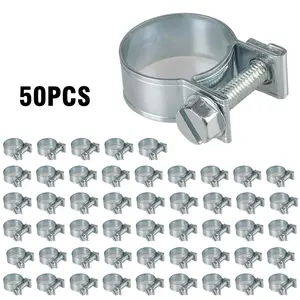 50 fuel injection hose clamps, gas pipe metal clamps, pipe clamps, 1/4 inch, 5/16 inch, 3/8 inch models.