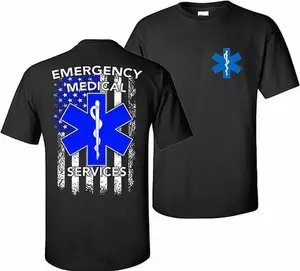 EMS American Flag T-Shirt – Emergency Medical Services Graphic Tee, Soft Cotton Blend Shirt, Star of Life Symbol, Proud First Responder Gift for Men & Women Comfort Top Tshirt