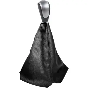 Car Shift Knob Dust Cover, Leather Shifter Lever Knob Boot Protector, Dustproof Gear Shift Cover for Most Manual/Automatic Vehicles, Interior Decor Car Accessories (Black)