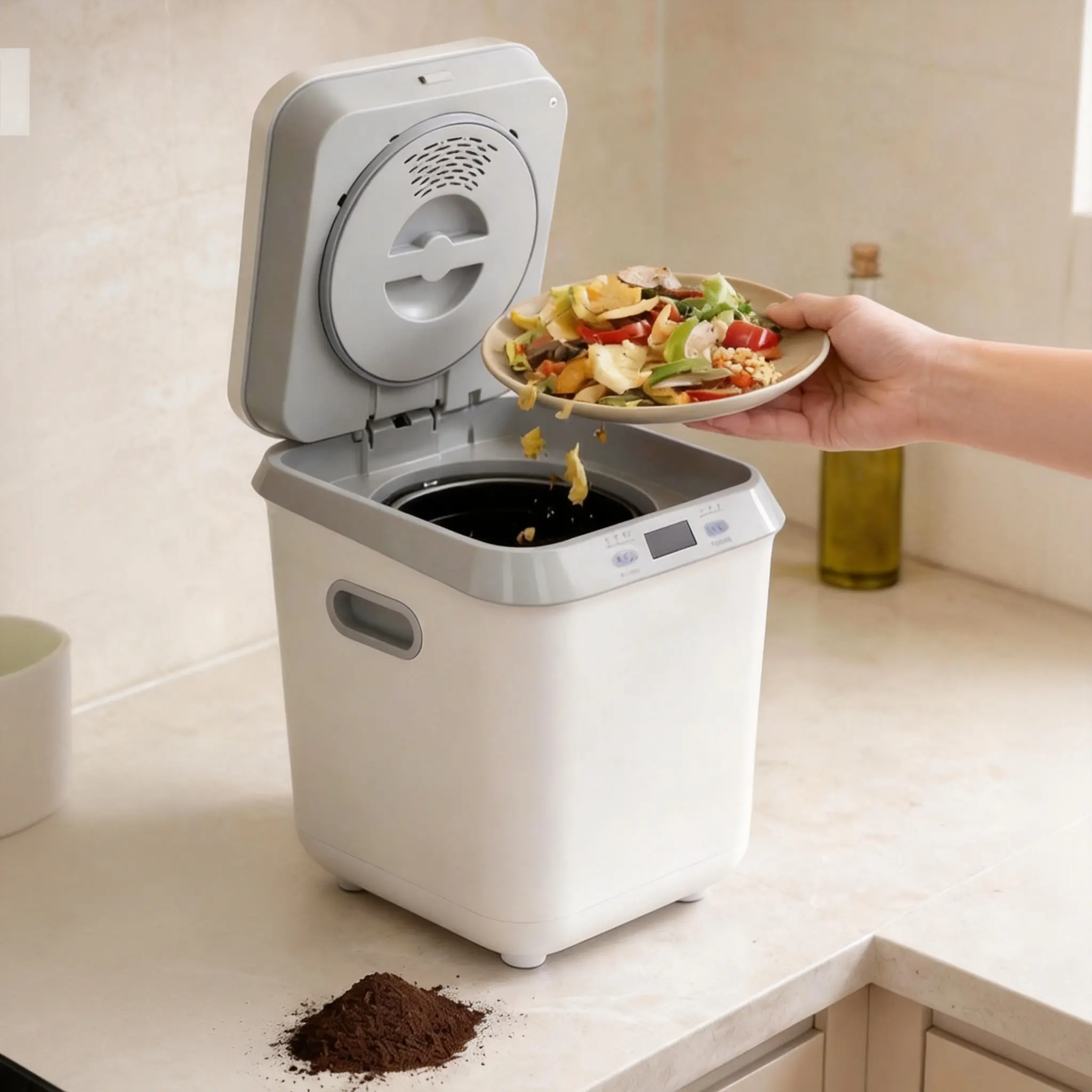 Electric Kitchen Composter 2.5L, Food Waste Composter Machine for Indoor Countertop Kitchen, Smart Odorless Silent Compost Bin for Home