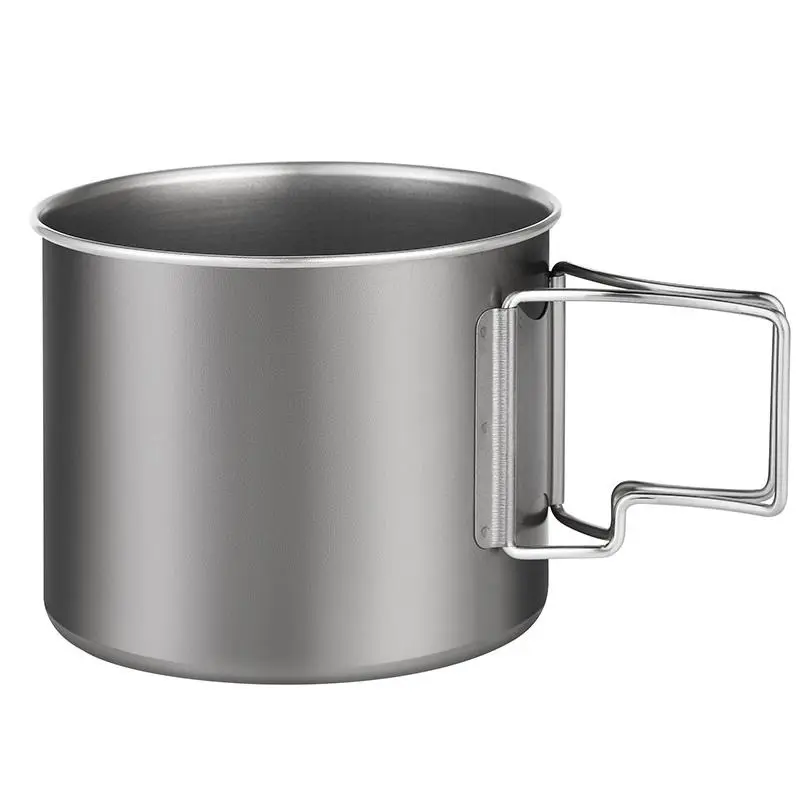 Uncoated Pure Titanium Cup - 800ml/29oz, Foldable Handle, Lightweight Food Preserving Container, Ideal for Camping, Hiking, Outdoor Use