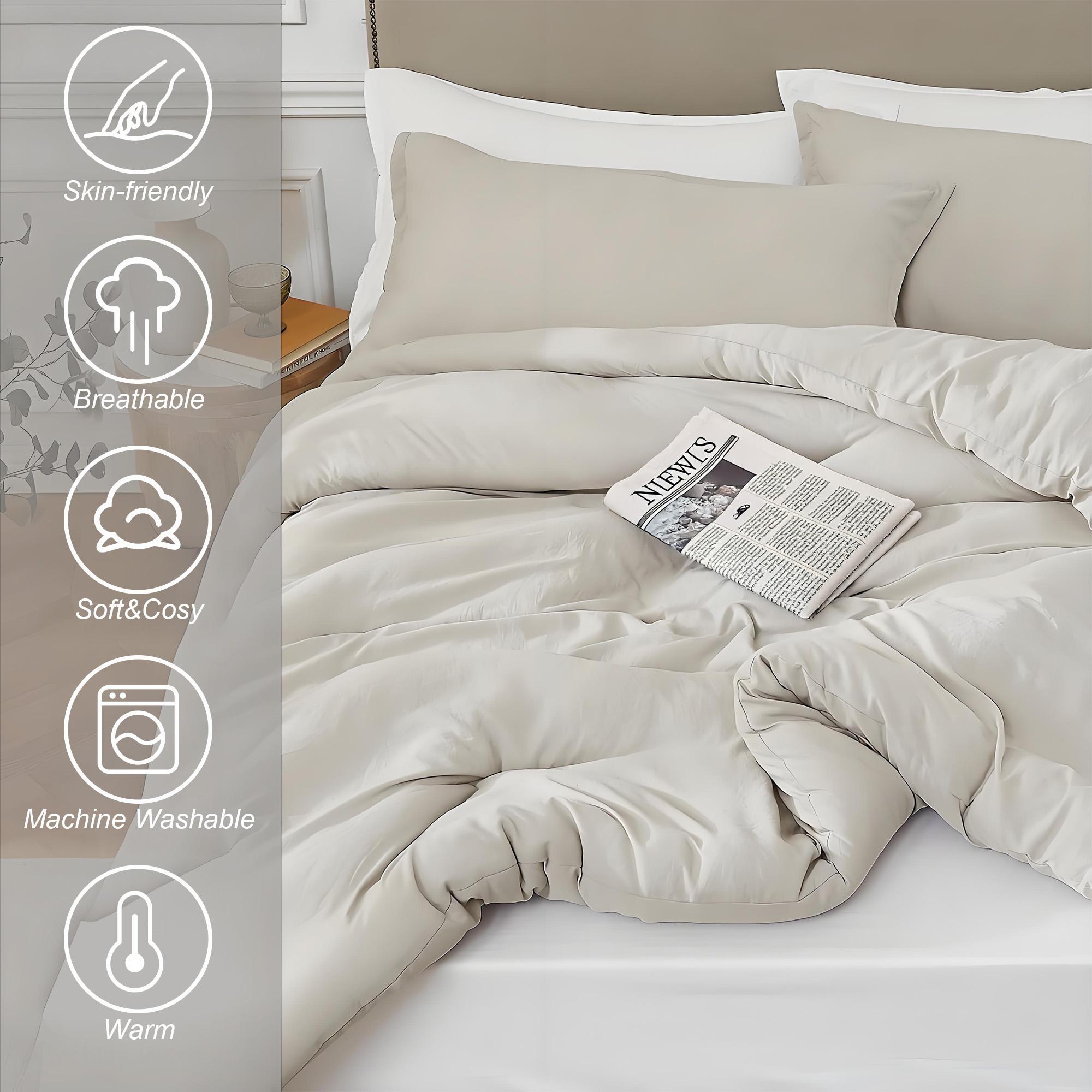 Raybee  MarshMellow  Soft Comforter Set Queen Size-3-PCS ,Bedding Set for All Seasons ,Soft Luxury Cationic Dyeing Comforter for All Season,Including 1 Comforter Set & 1 Or2 Pillows Shams