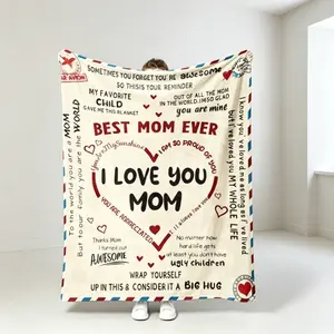 Letter To Mom Pattern Blanket,SoftComfortable Warm Throw, Air-conditioned RoomWarm Nap Blanket for Home Office Travel day gift