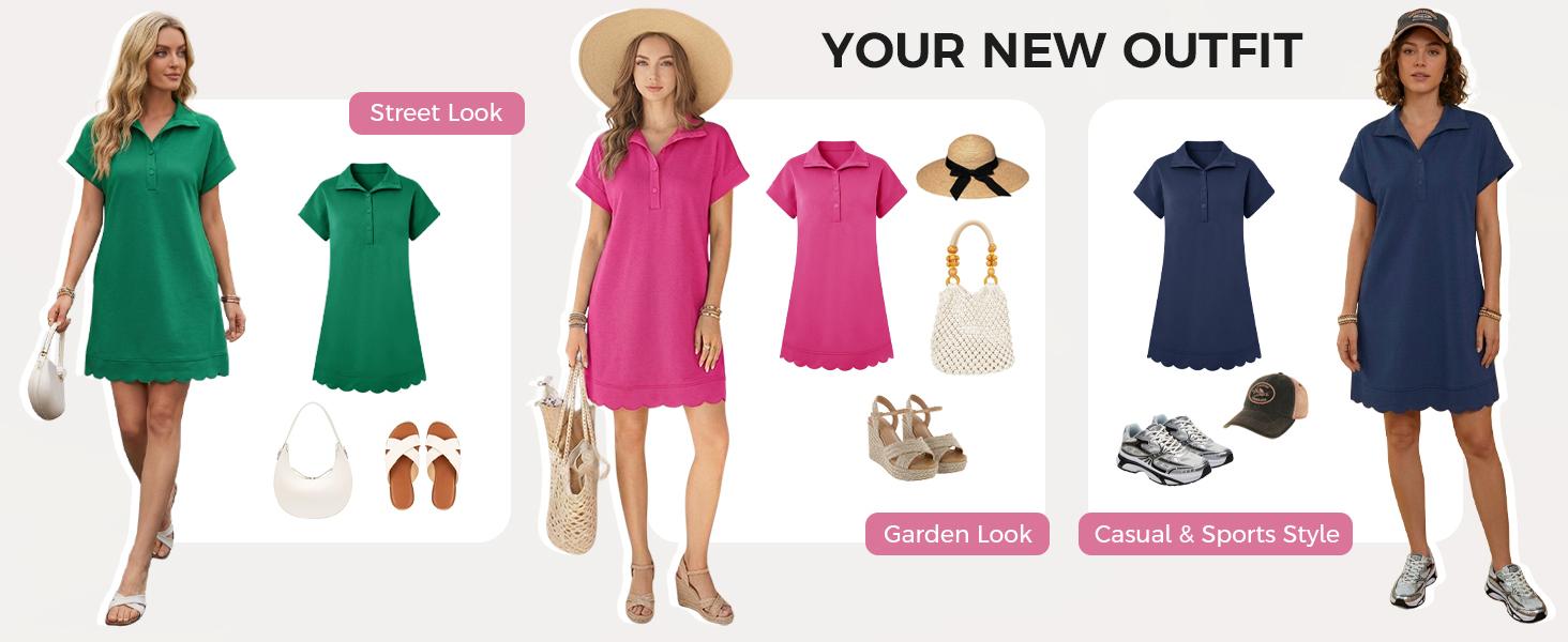 Fisoew Sports Womens Summer T Shirt Mini Dress Short Sleeve Collared V Neck Button Loose Active Dresses with Pockets Casual Wear Womenswear Fisoew Sports Womens Summer T Shirt Mini Dress Short Sleeve Collared V Neck Button Loose Active Dresses with Pockets Casual Wear Womenswear