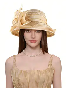 1PC Organza Kentucky Fascinator Hats for Women, Derby Hats for Women 2026 Women's Elegant Hat,Easter, Halloween, horse racing season headgear