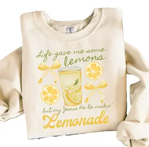 Life gave me lemons but my Jesus He be making lemonade Graphic Sweatshirt, Christian Crewneck Sweatshirt, Religious Shirt, Christianity Coquette