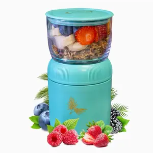 Parfait Cups with Lids - Insulated Yogurt Containers with Lids - Leak Proof Overnight Oats Containers with Lids - Twist & Lock Salad Container with Spoon and Fork (Turquoise) Cereal Container Cereal Cup Food Container Kids Kitchen Reusable Stackable