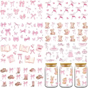 Pink Coquette Bows  UV DTF Stickers | UV Direct to Film | UV Stickers | 16oz tumbler wraps  | 10 Pack