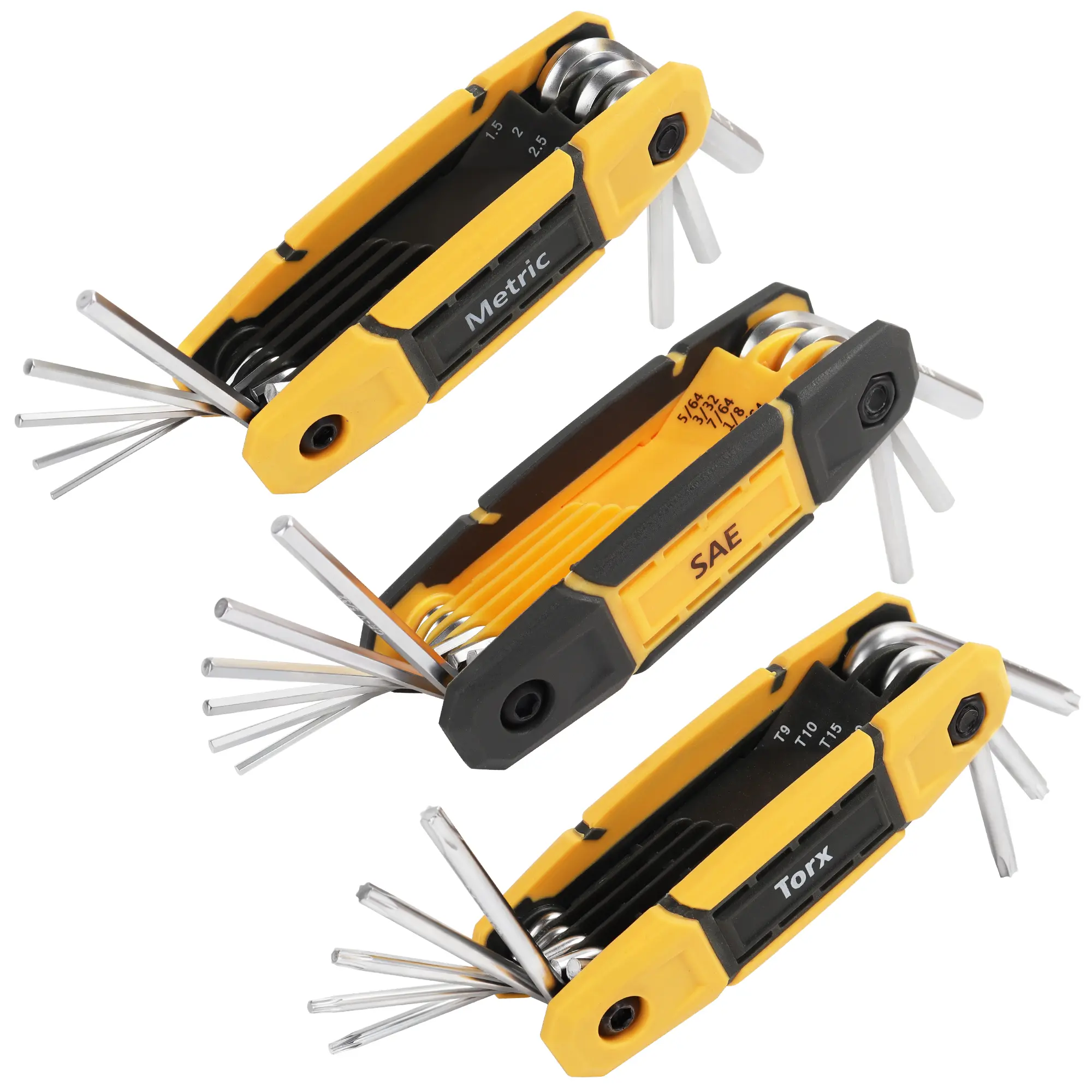 MULWARK 25-Piece Folding Hex Wrench Set - 3-Pack Portable Organizer, Metric & Standard SAE Hex Keys for Home & DIY Repair, Hex Wrenches