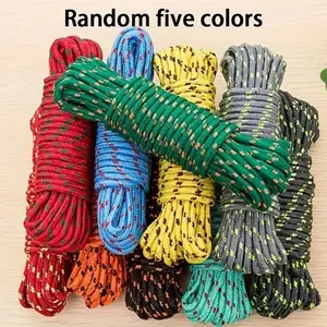 5pcs Colorful Nylon Rope, 196.85inch Long, No-Drill Multi-Use Hanging Line, Durable for Laundry & Outdoor Activities, Synthetic Rope