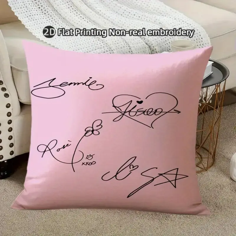 1pc BLACKPINK Themed Pillowcase, Soft Polyester, Zippered, Machine Washable - Ideal for Living Room, Bedroom, Sofa Decor (Insert Not Included), Cute Pillowcase