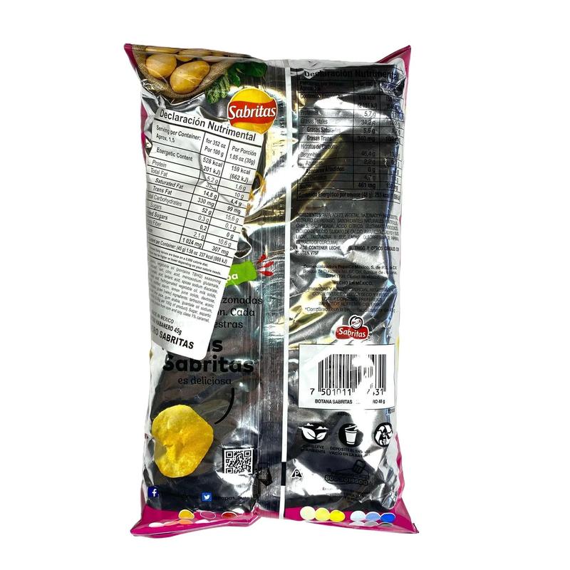 10 - PK SABRITAS HABANERO, Sabritas Chips, Snack Crispy Crunchy Bite - 44 GRAMS PER BAG - MEXICAN CHIPS - PAPITAS MEXICANAS - SABRITAS MEXICANAS
