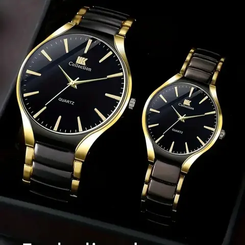 Unisex Stylish Watch 2-Pcs Gift-Ready Duo, Simple Stainless Steel-Strap Quartz Watch Set, Business Casual Fashion Jewelry for Party Gifting (Home Supplies Presents)
