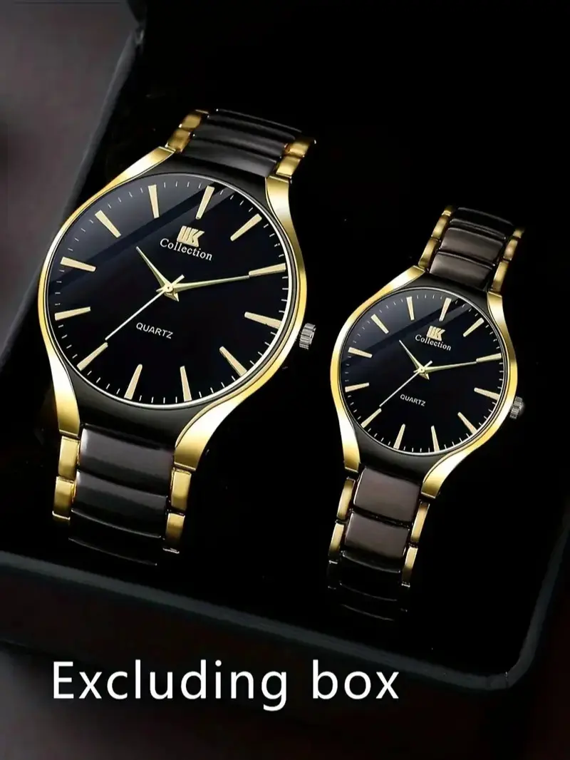 2 pieces of business casual quartz watches, stylish and simple steel strap watches for both men and women, ladies' watches