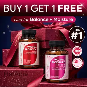 HerAuré Balanced & Moist Bundle | pH Balance, Odor Control, Stress Relief, Energy, Bliss, Relaxation, Flora Health | With 7 Billion CFU Probiotic, 7-in-1 Mushroom Blend, Prebiotic, Ashwagandha, Saffron, Maca, Slippery elm, Sea Moss ,Black Friday