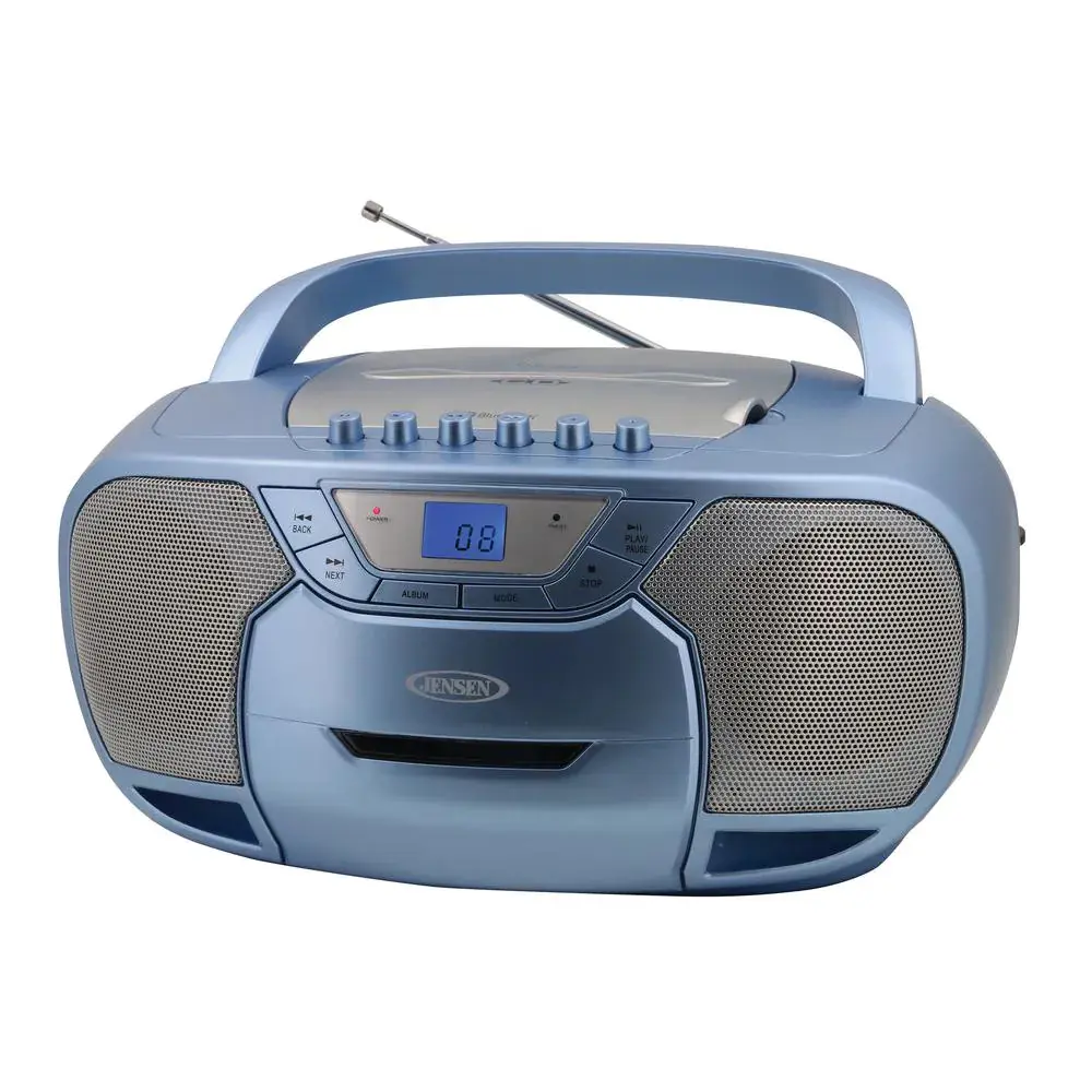 Jensen 212 MAIN Portable Digital Boombox Device - Bluetooth Stereo CD Player with Cassette Player & Recorder, AM-FM Radio, LCD Display, Memory Function, Aux Jack, Built-In Speaker