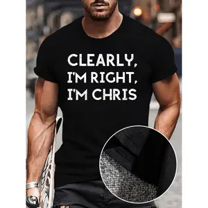 Summer t Shirts Summer T-Shirt for Larger Men, Featuring Chris Right Graphic Print, Short Sleeves, Trendy Casual Tops Suitable for Everyday Wear, Designed for Big And Tall Individuals, Plus Size