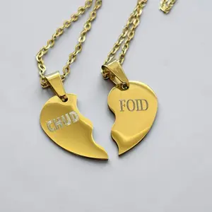 Chud + Foid Couples Funny Pendant Necklace Gift - Gold Jewelry for Him and Her, Perfect for Couples
