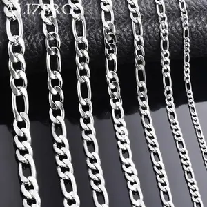 925 Sterling Silver Color Necklace 2-12mm Width 40-75cm Long Chain Lobster Clasp Men and Women Engagement Jewelry 2026 New