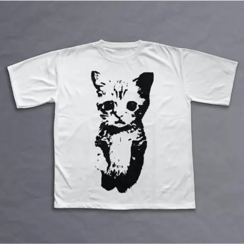 Cat Y2k T-Shirt, Unisex Vintage Graphic Tees Gothic Grunge Y2k Emo Scene Amity Affliction Style Clothes Men Women Streetwear Classic Tshirt