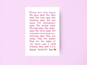 Romantic Mother's Day Card for Wife or Partner