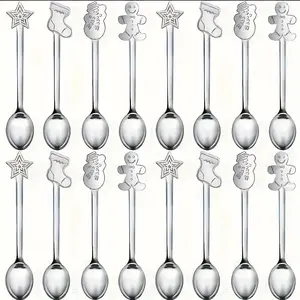 Set of 16 Stainless Steel Mini Coffee Spoons, Christmas Series Dessert Spoons, Dishwasher Safe, Perfect for Kitchen & Parties