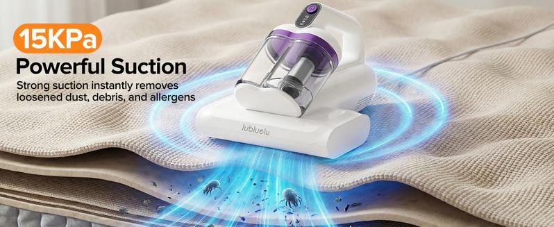 【12.5Kpa Power】350W Motor Vacuum Cleaner for Bed, Sofa & Toy - Removes 100% Dust Mites, Dead Skin & Allergens in Seconds
