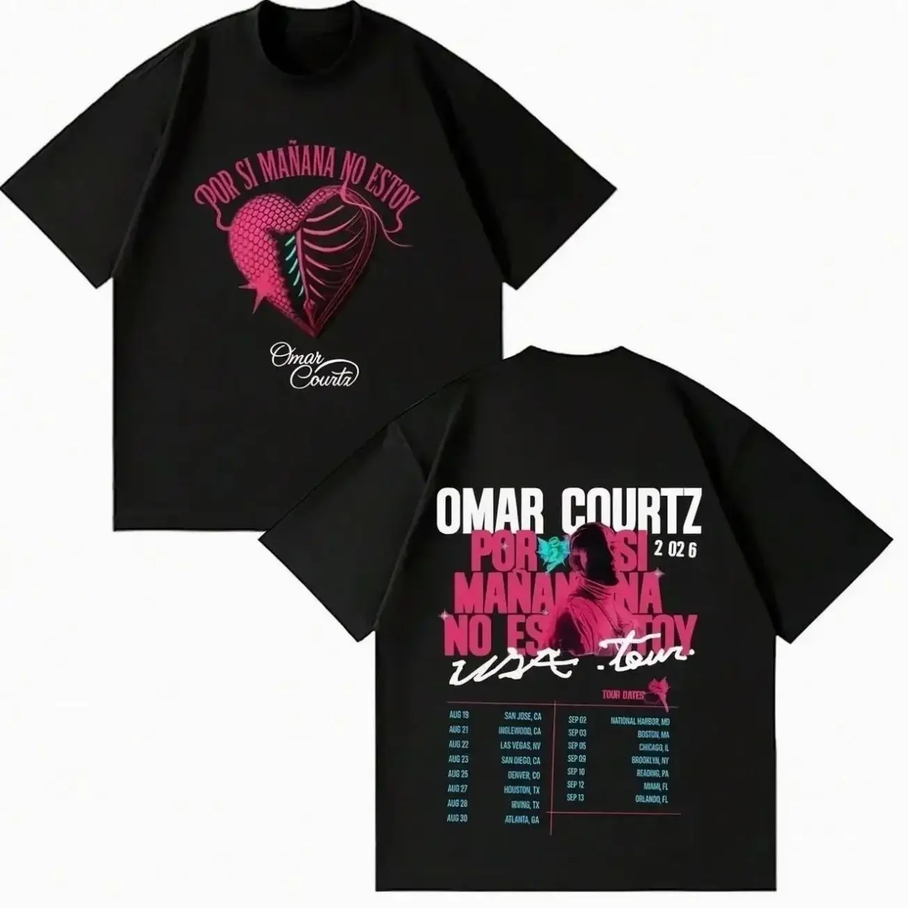 Omar Shirt Coourtz, Por Si Mañana No Estoy 2026 T-Shirt, Two-Sided Latin Music Concert Tee X9C