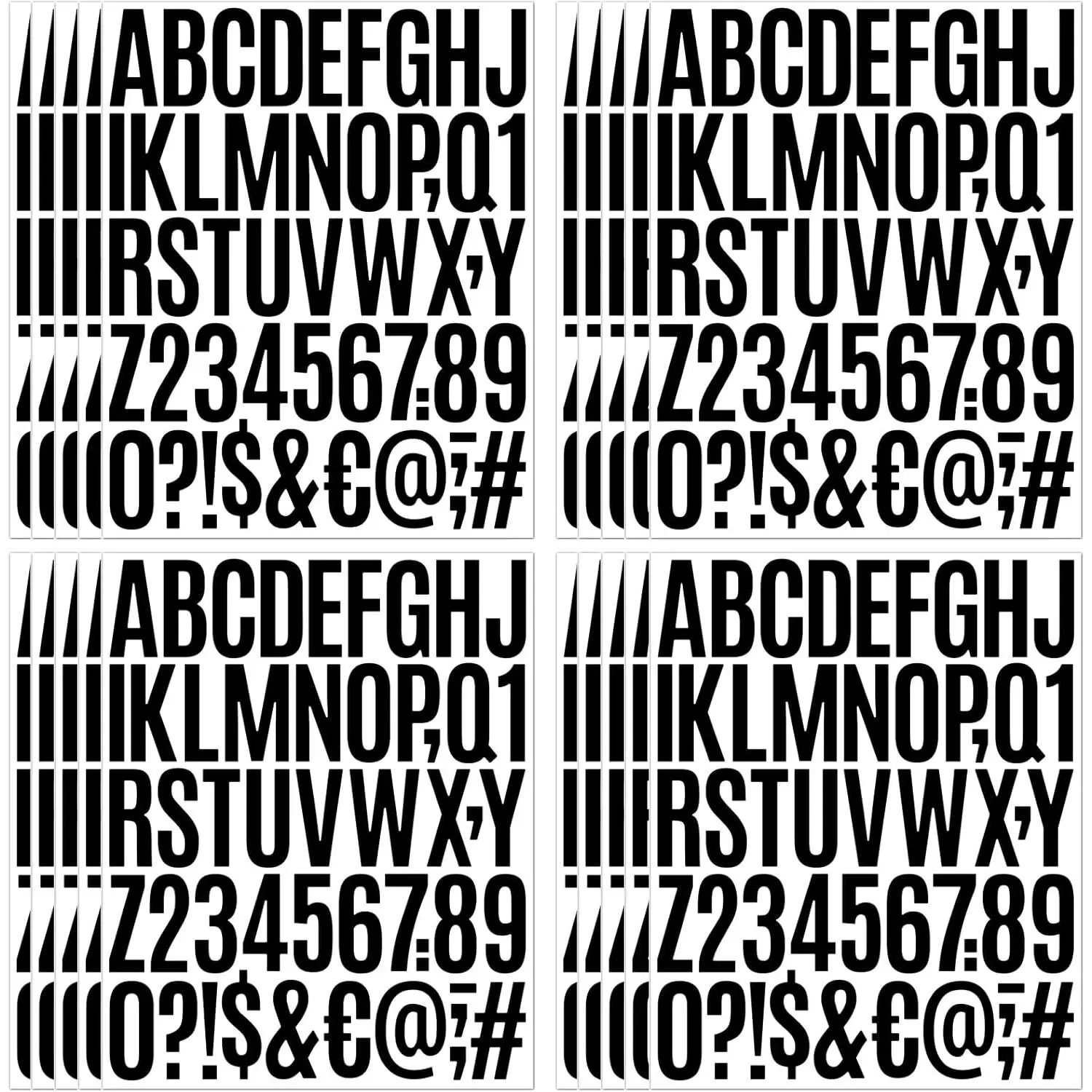 2-Inch Self-Adhesive Vinyl Letter Stickers - 1000 Count (20 Sheets), Black Synthetic, Water Resistant, Weatherproof, Peel-and-Stick, Customizable Labeling for Car Exterior Businesses (Alphabet, Numbers & Symbols, Manufacturer Warranty)