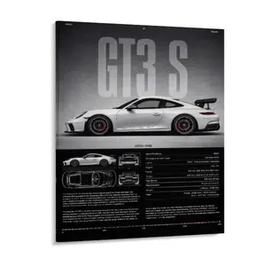 Wooden-Framed Canvas Painting, High-Performance GT3 RS Specification Poster, Modern Canvas Wall Art for Living Room, Bedroom & Office Decoration, Modern Home Decor, Fashion Artistic Ornaments