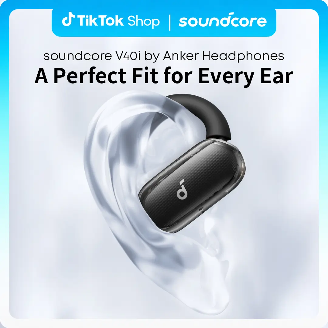 soundcore V40i by Anker, Open-Ear Headphones, Clear Design, Lidless Case, 4 Adjustable Positions for Every Ear Size, Richer Bass, IP55, 21H Playtime, AI Clear Calls, Bluetooth 5.4, App Control